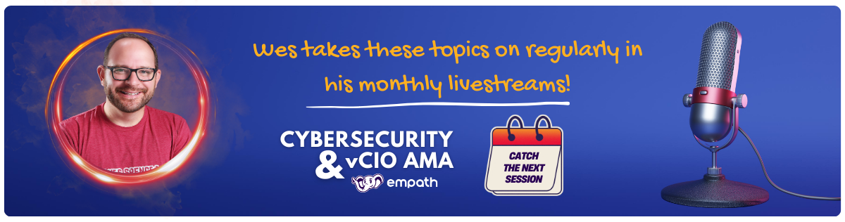Promotional graphic inviting readers to Cybersecurity & vCIO AMA