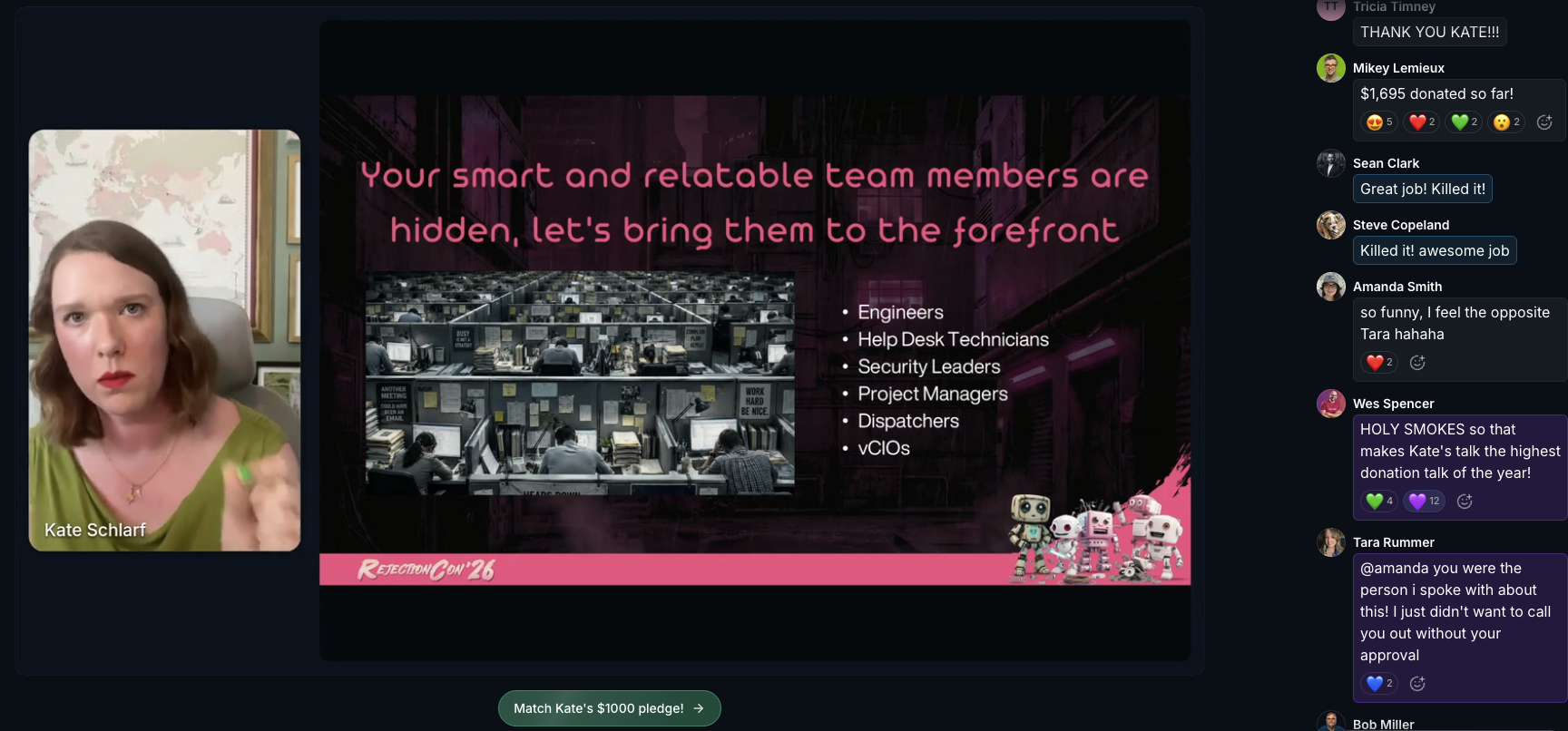 Screen capture of Kate Schlarf's session