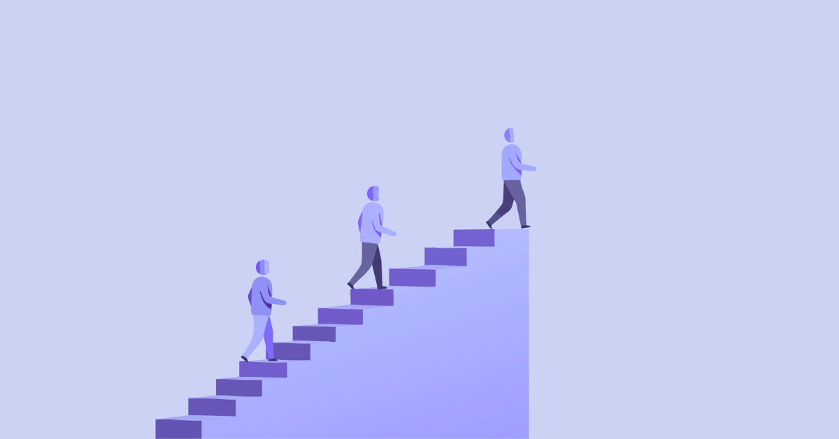 Graphic showing people climbing up a ladder