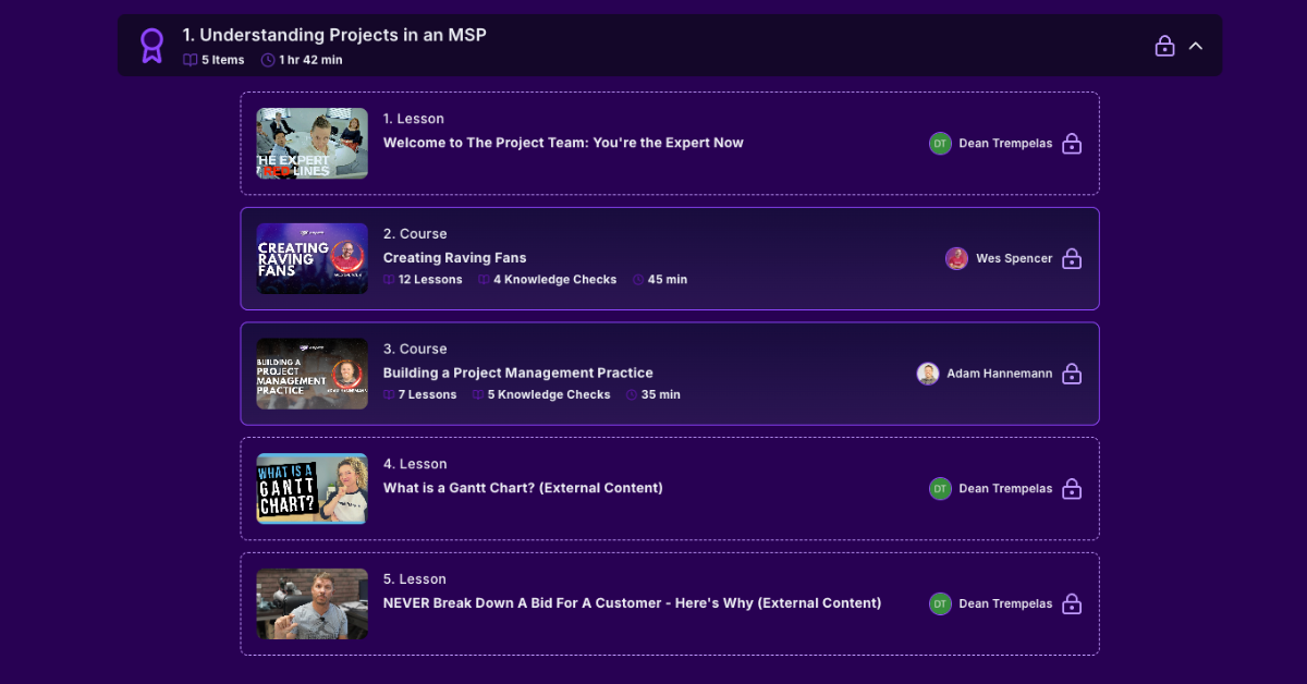 Graphic showing sample of learning pathways in the Empath platform