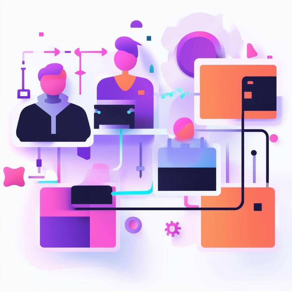 an icon for a saas company marketing site using the colors purple, orange, pink, black, and cyan that symbolizes Team Structure