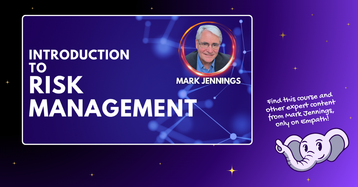 Graphic promoting Mark Jenning's course Introduction to Risk Management